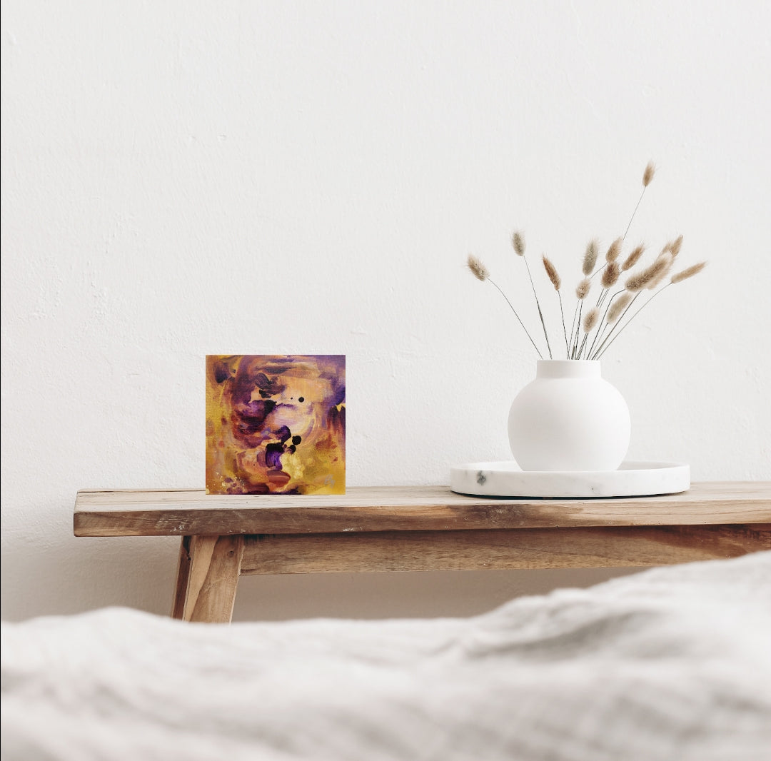 AURINKO LASKEE SYKSYLLÄ LÄNTEEN - small original acrylic painting